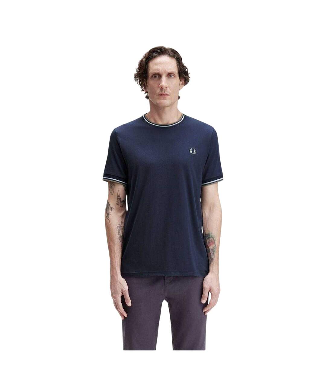Mens Tipped T-shirt Airforce Blue Fred Perry-4