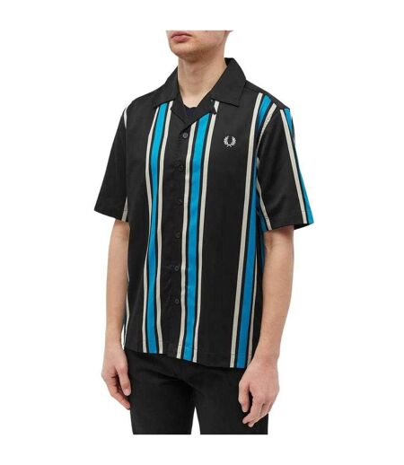 Chemise Motif Rayé Homme Noir Bleu Fred Perry