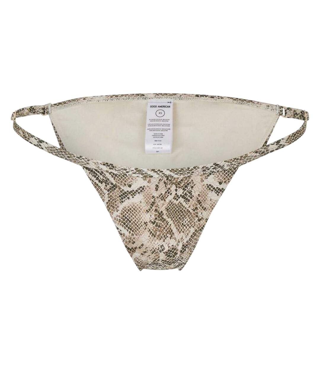 Womens/ladies Snakeskin Hipster Bikini Bottoms Brown Good American-1