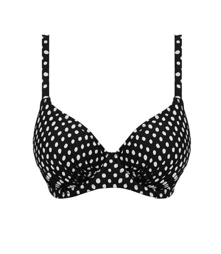Womens/ladies Polka Dot Underwired Bikini Top Black White Fantasie