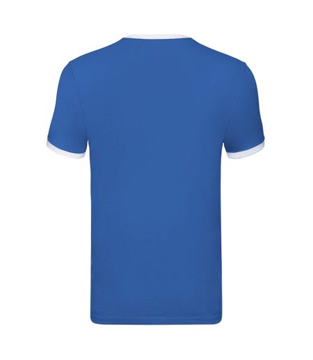 Mens Ringer Contrast T-shirt Royal Blue White Fruit Of The Loom