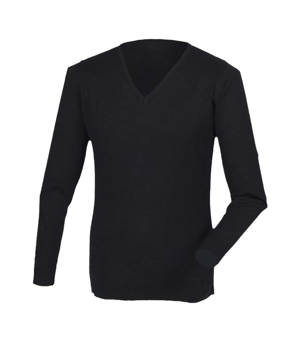 Henbury Mens Cashmere Touch Acrylic V-Neck Jumper / Knitwear (Black) - UTRW2702