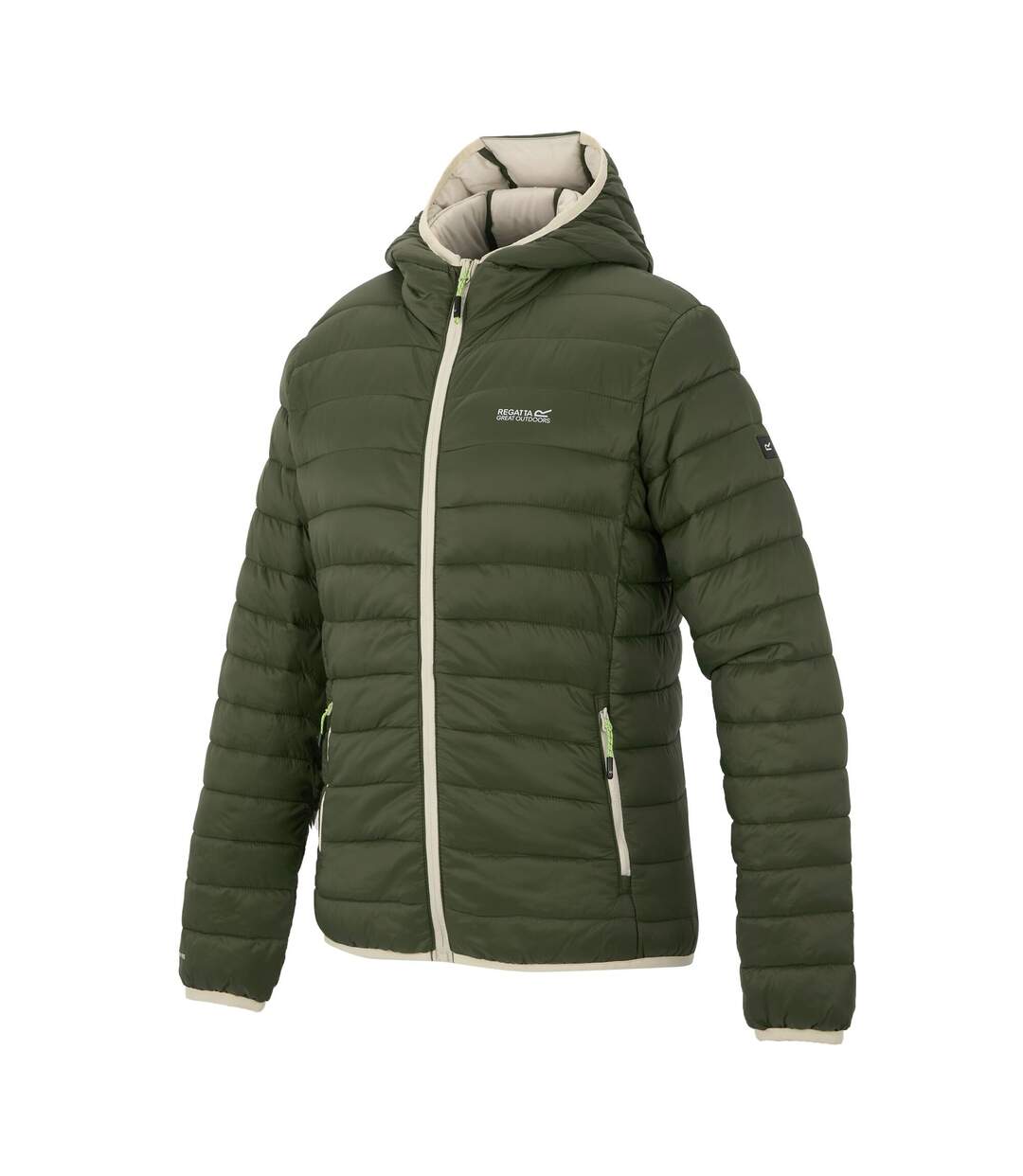 Womens/ladies Marizion Hooded Padded Jacket Olive Night Light Vanilla Regatta-4