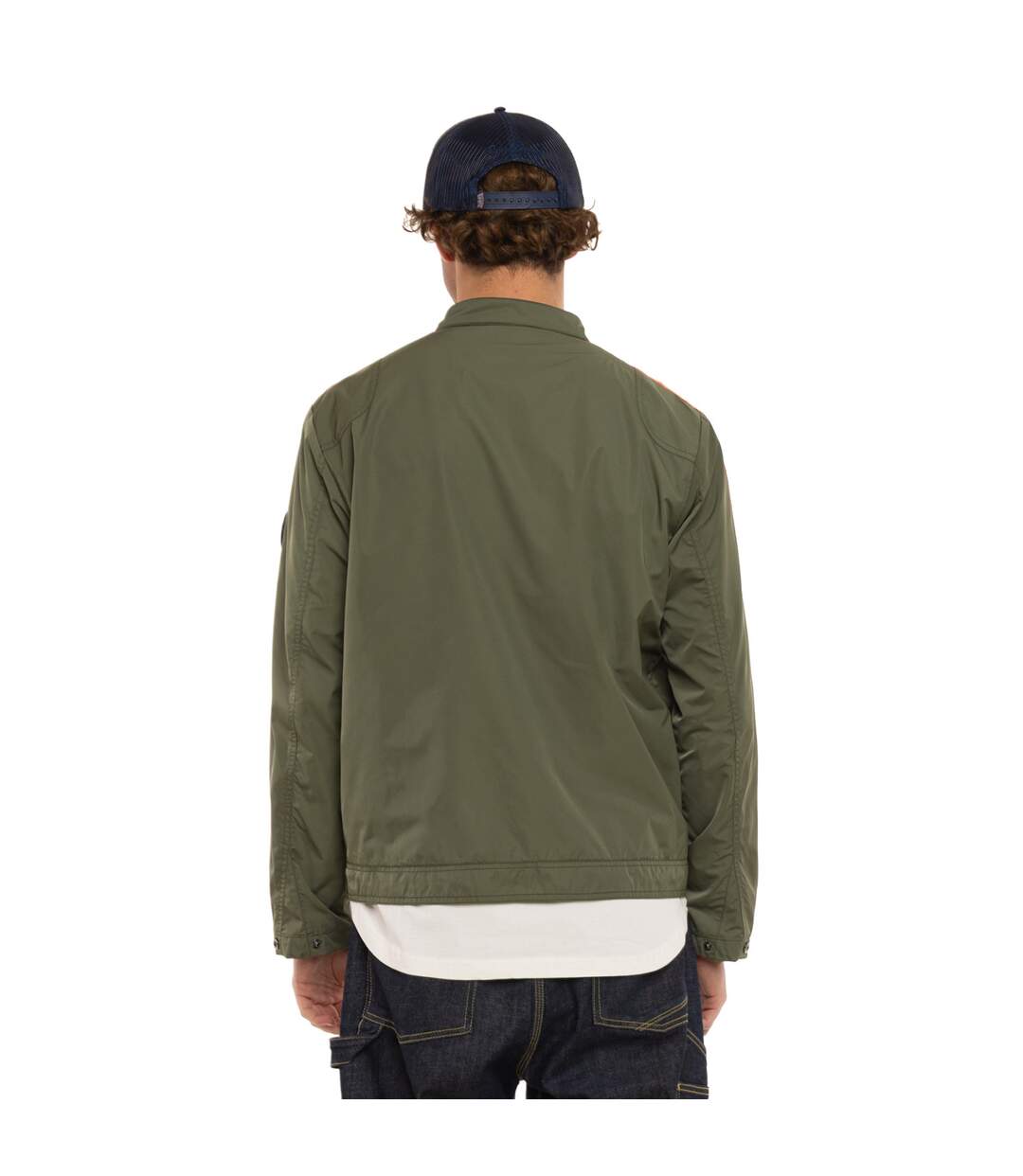 Veste zippée homme de moto en polyester avec patchs Oil Vondutch-2