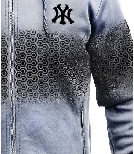 Gilet Sweat à  Capuche Ajusté Homme Gris avec Imprimé