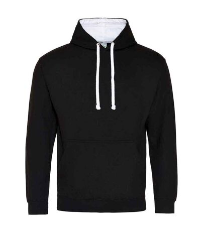 Womens/ladies varsity hoodie jet black/arctic white Awdis