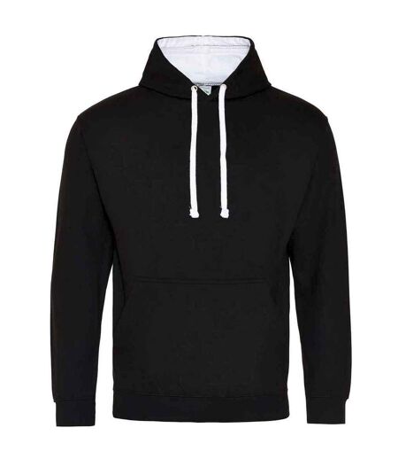 Womens/ladies varsity hoodie jet black/arctic white Awdis