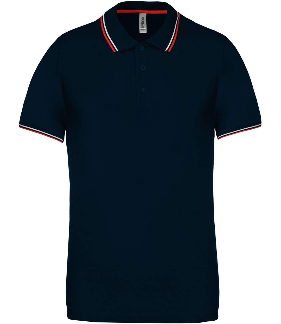 Polo bandes contrastées homme - K250 - bleu marine rouge-blanc - manches courtes-2