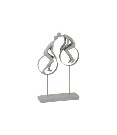 Statuette Déco Couple sur Cercle 35cm Gris