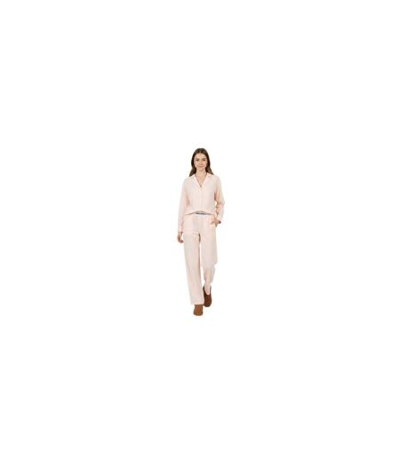Womens/ladies Stripe Revere Collar Long-sleeved Long Pyjama Set White Pink Jack Wills