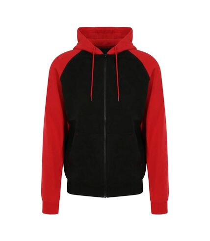 Sweat à capuche femme noir vif / rouge feu Awdis