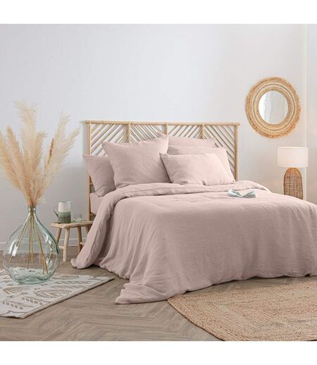 Drap Housse en Lin Adorable 140x190cm Rose Poudré