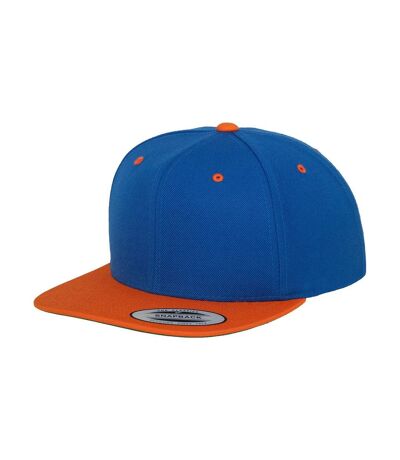 Yupoong Mens The Classic Premium Snapback 2-Tone Cap (Royal Blue/Orange)