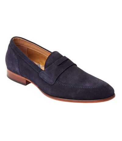 Mens bruno leather penny loafers navy Base London