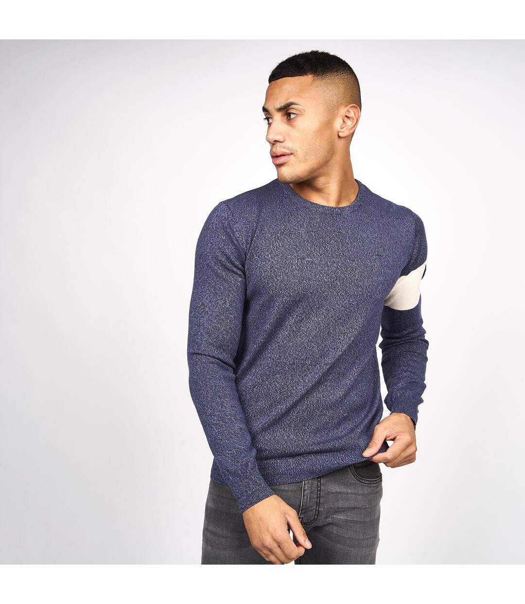 Smith & Jones Mens Carlow Knitted Pullover (Iris Blue Marl)