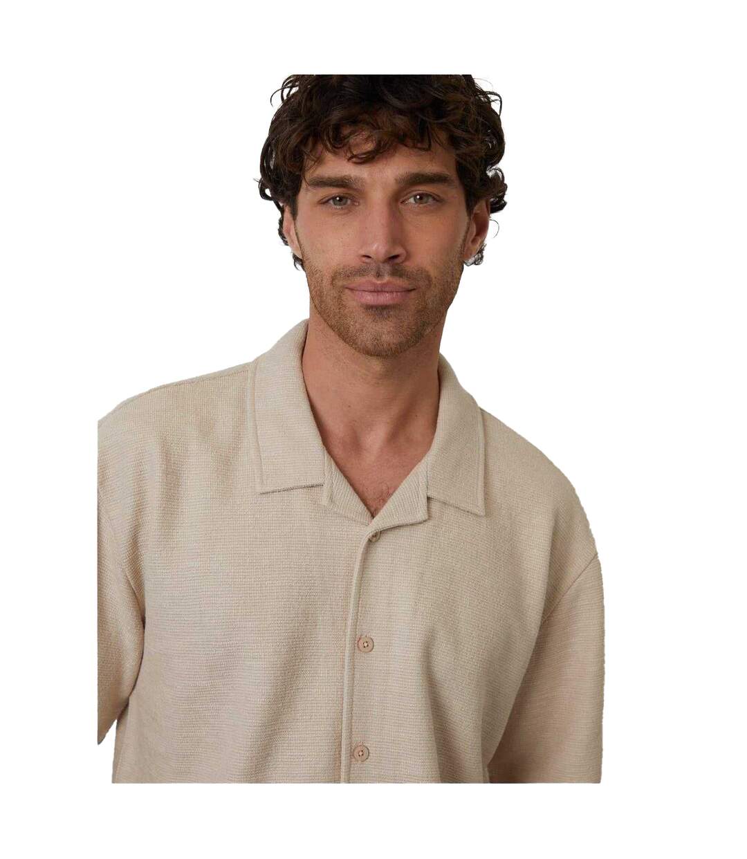 Chemise Manches Courtes Antti Homme Beige Gris Threadbare-4