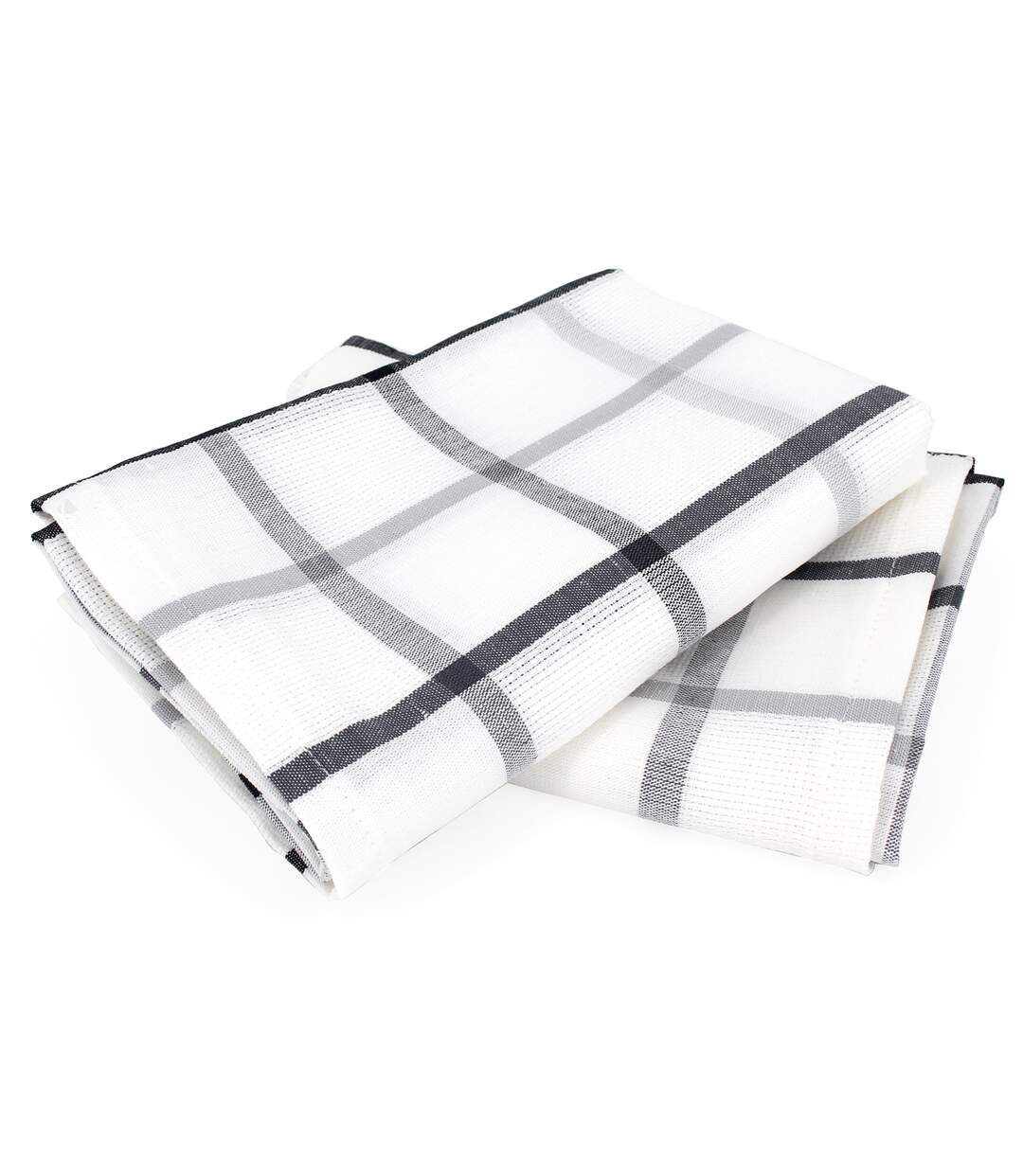 Lot de 2 torchons cuisine toile SQUARES LIN coton et lin-1