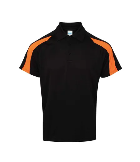 Polo Motif/style Contrasté Cool Homme Noir Vif Orange Électrique Just Cool