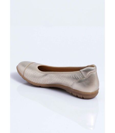Ballerine cuir imprimé effet tressé largeur confort