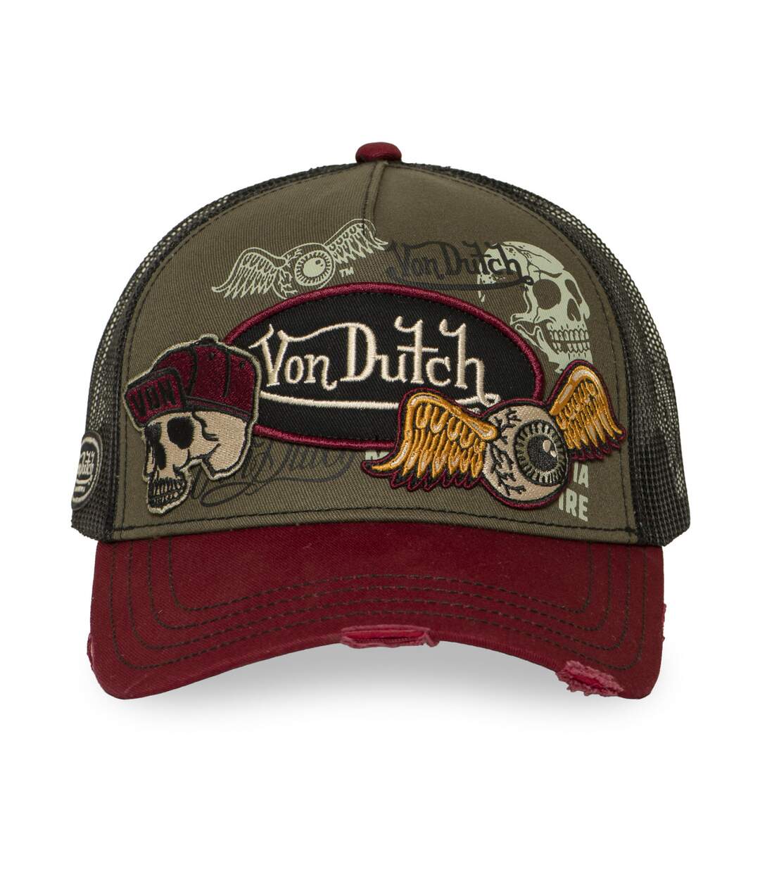 Casquette trucker filet effet usé avec patch et print Patches17 Vondutch-2