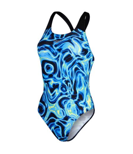 Maillot De Bain 1 Pièce Motif/style Abstrait Allover Digital Femme Bleu Noir Abstrait Speedo