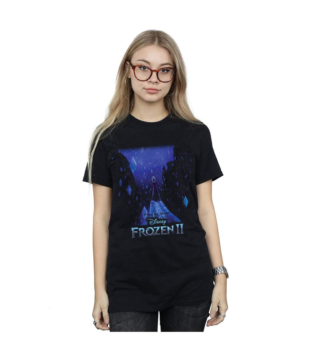 Disney - T-shirt FROZEN ELSA DIAMOND ELEMENTS - Femme (Noir) - UTBI24609-2