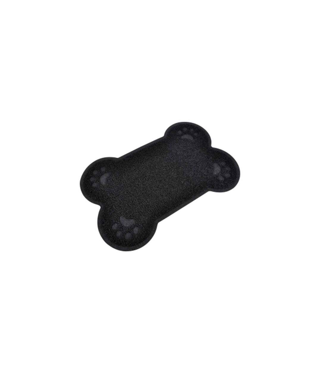 Tapis Repas pour Chien Forme Os 60cm Noir-1