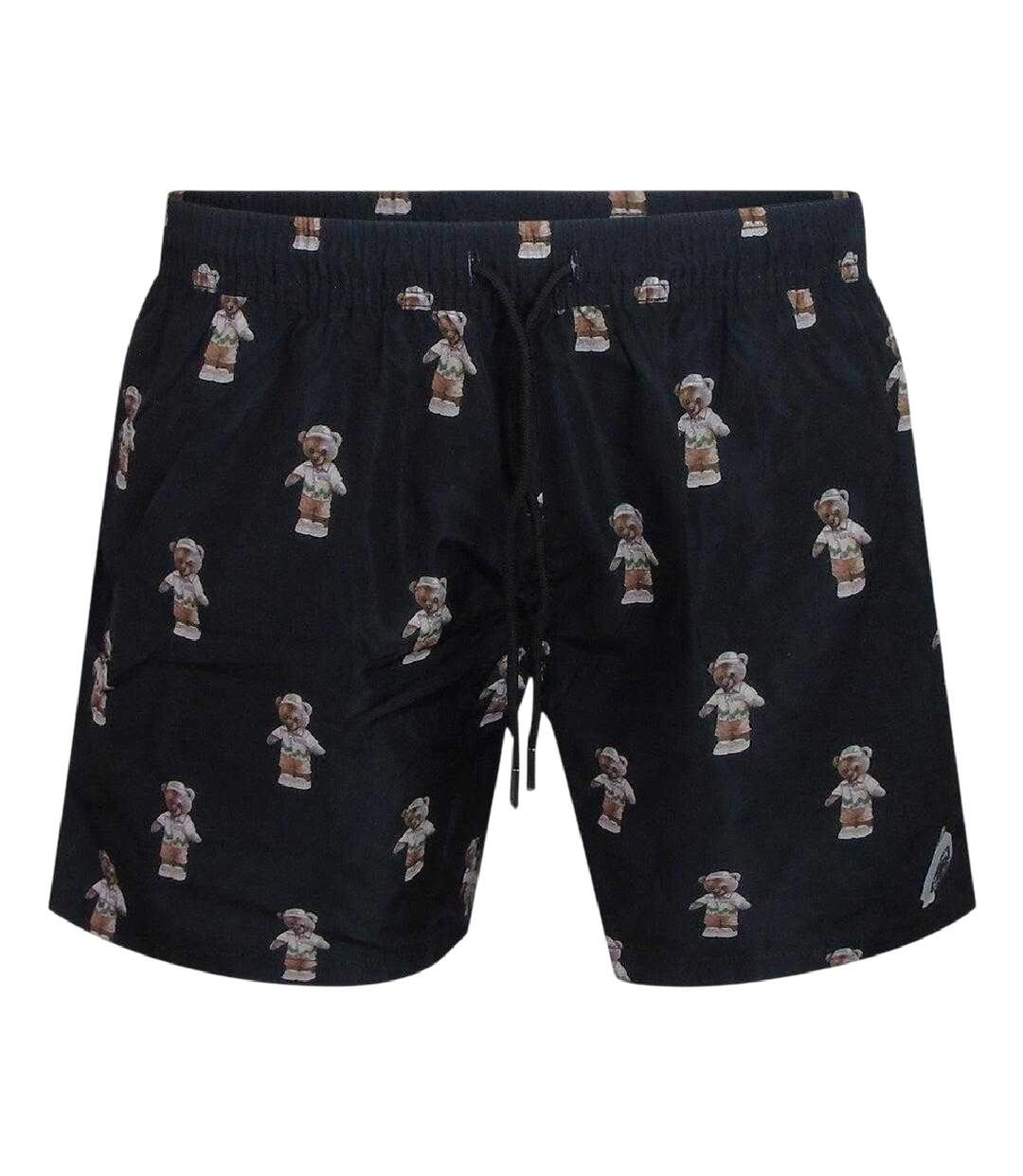 Mens Polyester Teddy Bear Swim Shorts Black Philipp Plein-1