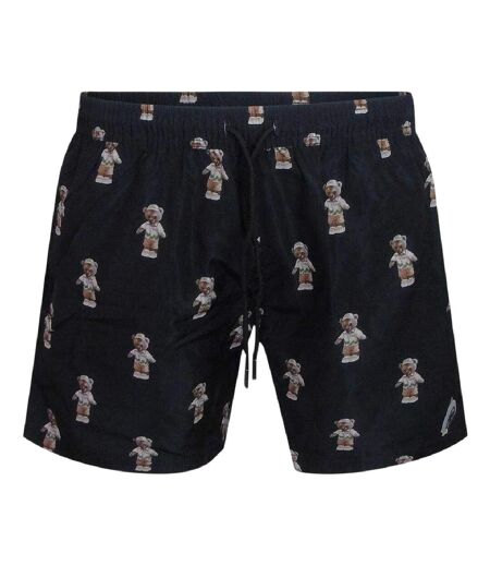 Mens Polyester Teddy Bear Swim Shorts Black Philipp Plein