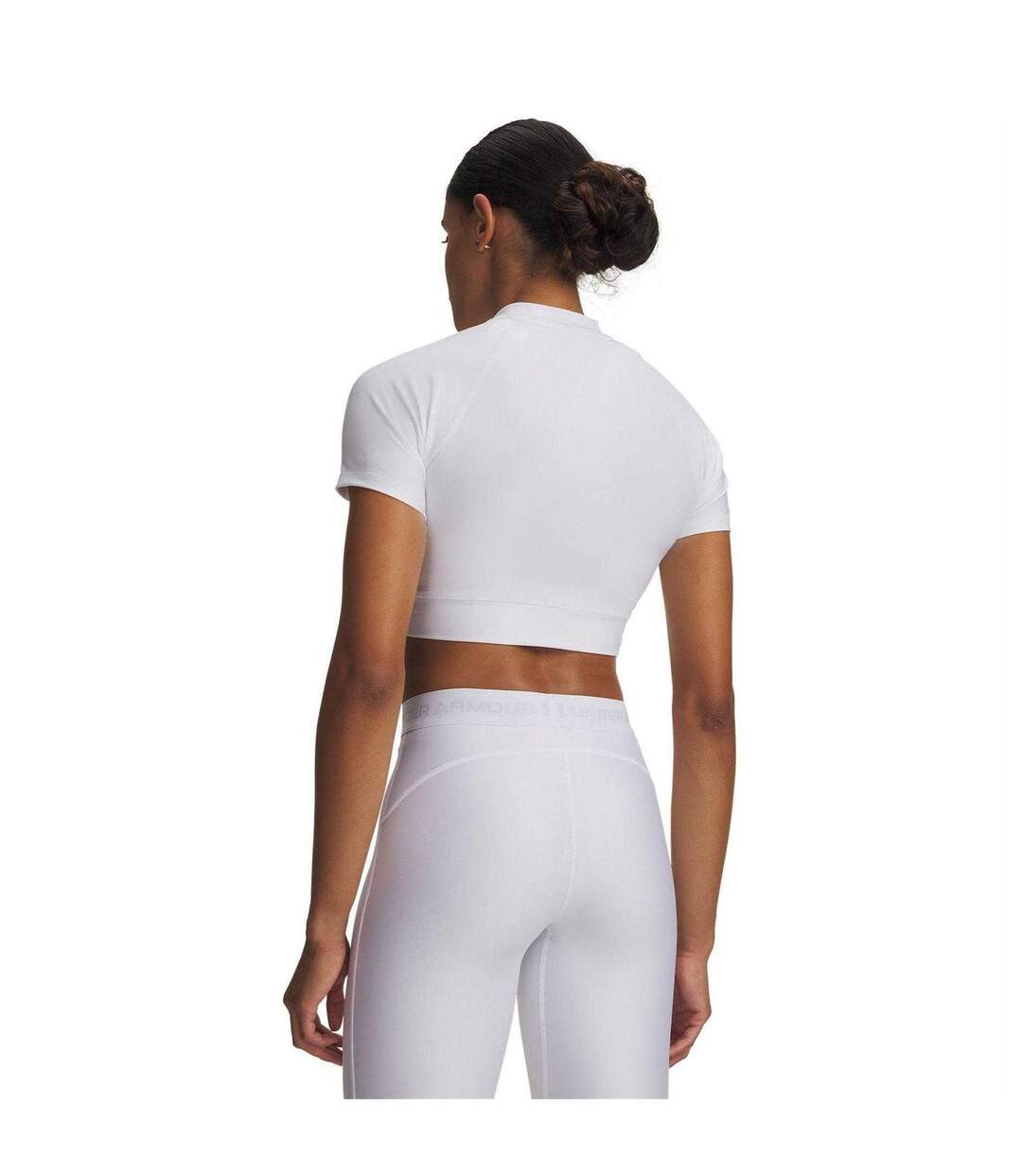 Womens/ladies Heatgear Crop Top White Under Armour-2
