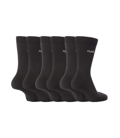6 pairs Mens FiveG Plain Trouser Socks made with Fairtrade Cotton
