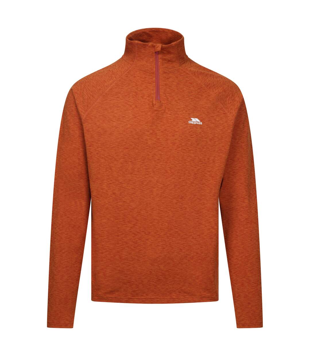 Haut De Sport Manches Longues À Col Montant Zippé Caster Homme Rouge Pastel Chiné Trespass-1