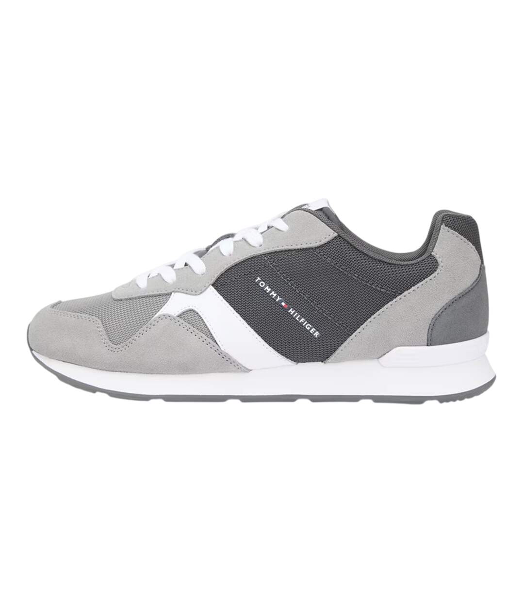 Mens Leather Low Running Flat Trainers Grey Tommy Hilfiger-3