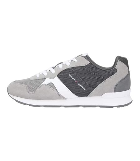Mens Leather Low Running Flat Trainers Grey Tommy Hilfiger