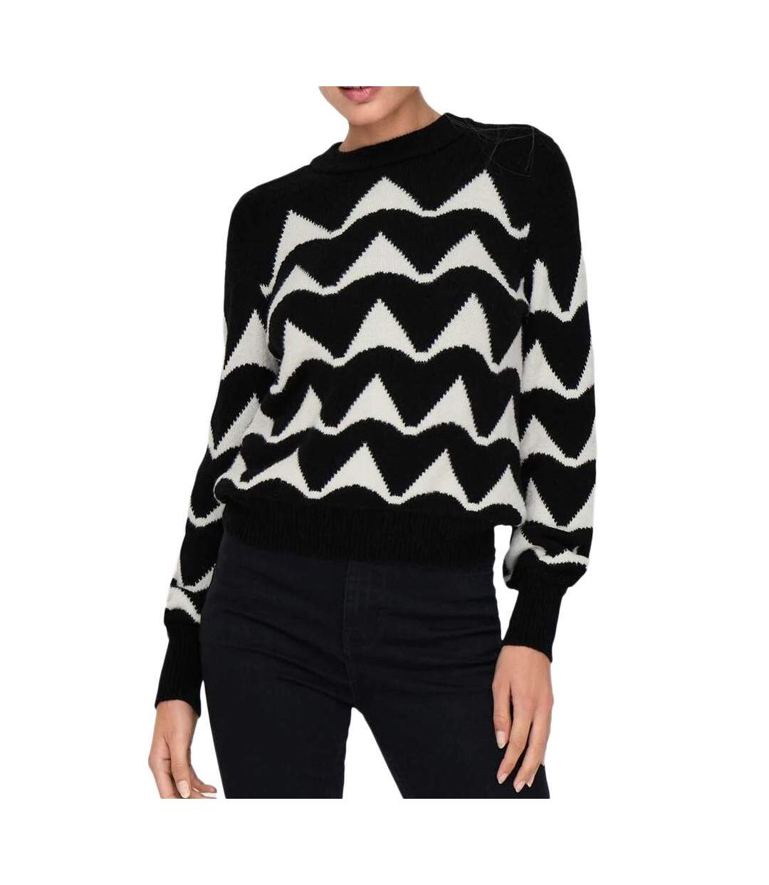 Pull noir/beige femme jdy tina-1