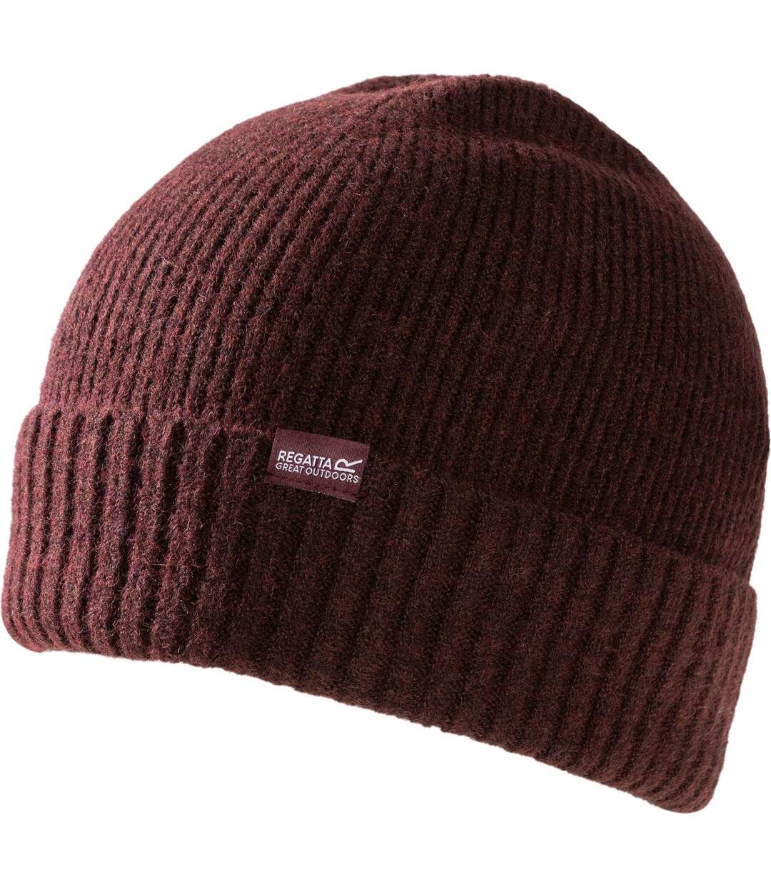 Bonnet Uni Et Côtelé À Revers Basic Femme Pourpre Regatta-1