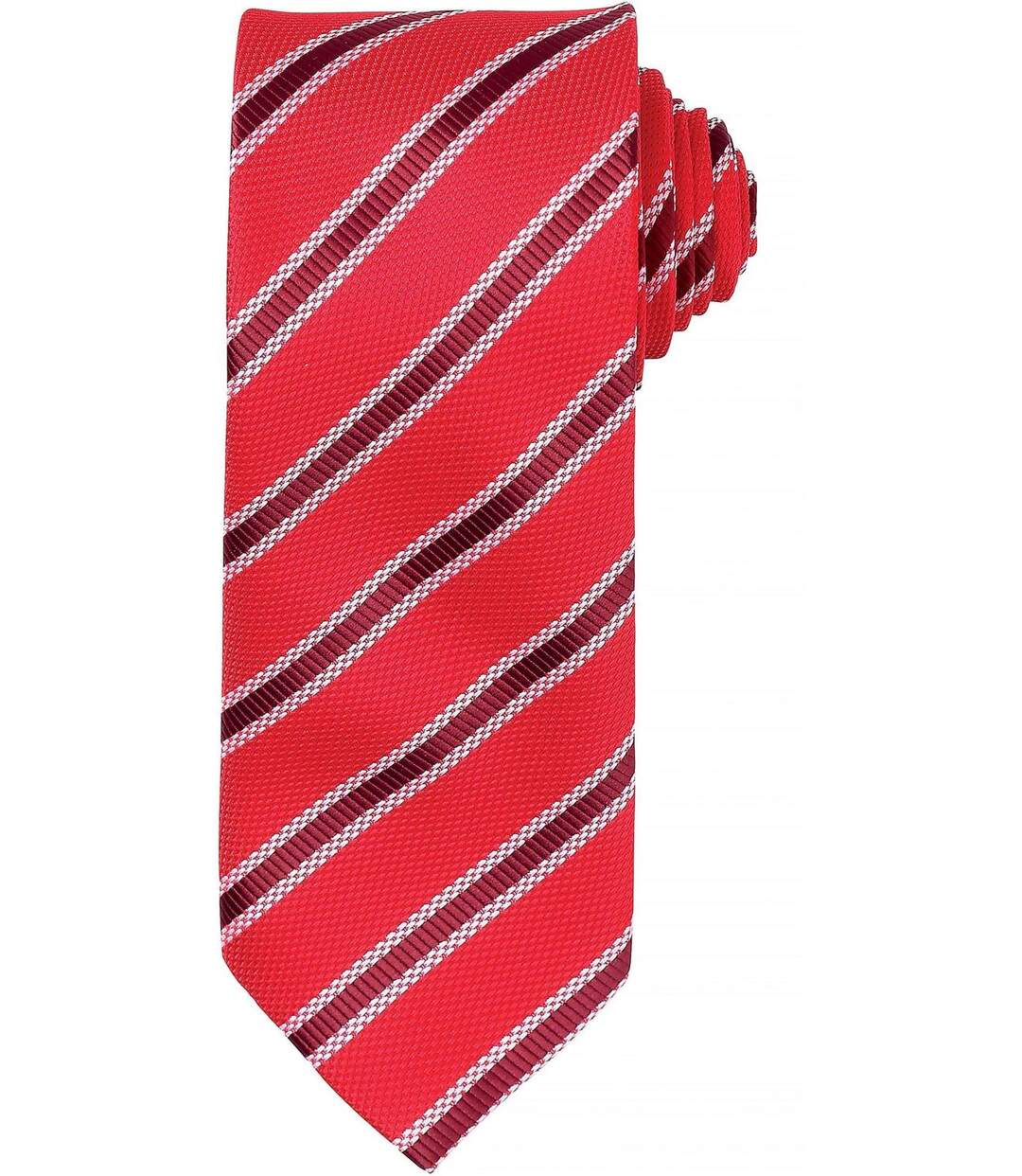 Cravate rayée - PR783 - rouge et rouge bordeau-2