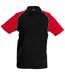 Kariban Mens Contrast Baseball Polo Shirt (Black/Light Grey/Red)
