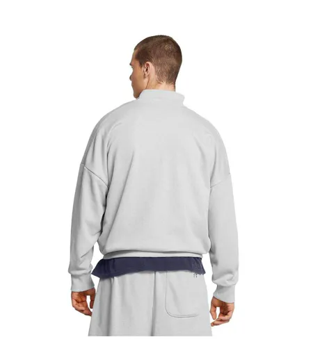 Mens Icon Quarter Zip Relaxed Fit Sweatshirt Grey Under Armour