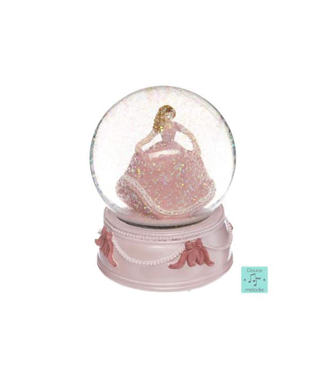 Boule à Neige Musicale Princesse 14cm Rose-1