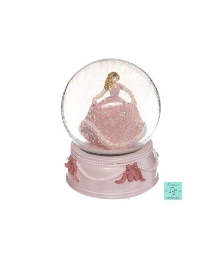 Boule à Neige Musicale Princesse 14cm Rose