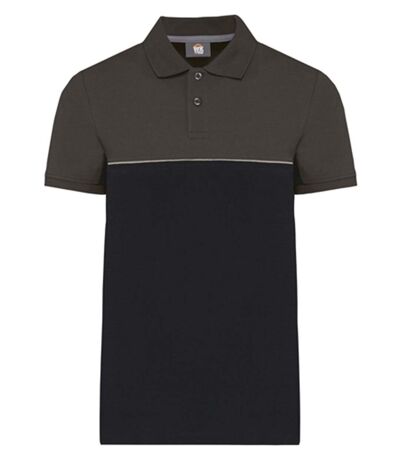 Polo de travail bicolore - Unisexe - WK210 - noir et gris foncé