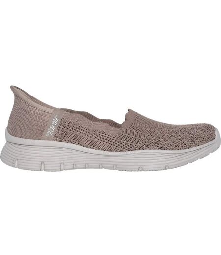 Womens/ladies Seager Believe It Trainers Dark Taupe Skechers