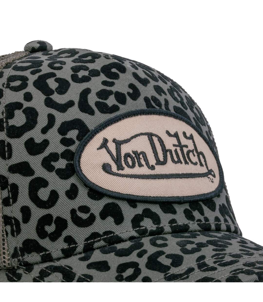 Casquette baseball Velvet avec print et broderie Leopard Kaki Vondutch-3