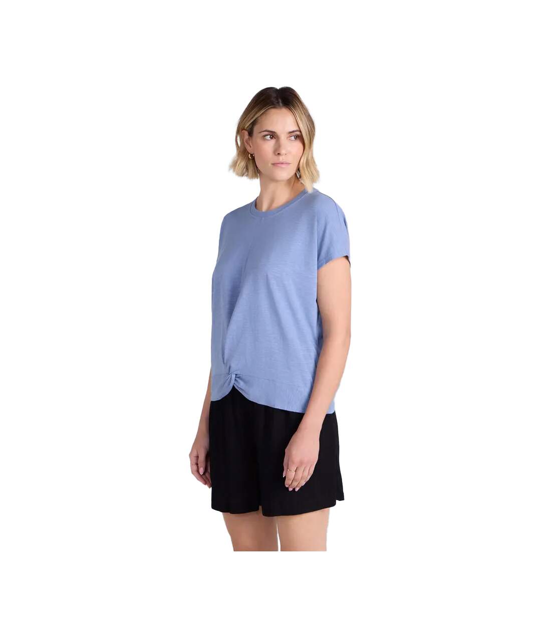 Womens/ladies Aria Front Knot T-shirt Blue Animal-2