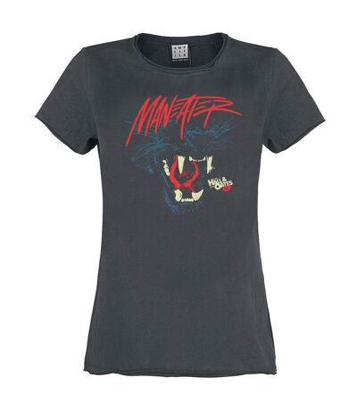 Amplified Womens/Ladies Maneater Hall & Oates T-Shirt (Charcoal) - UTGD1062