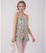 Combishort femme fleuri à  bretelles rose - style féminin et estival-5