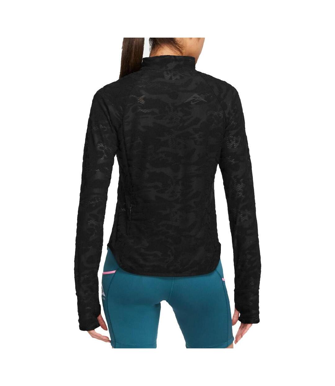 T-shirt Manches Longues Noir Femme Nike Midlayer - L