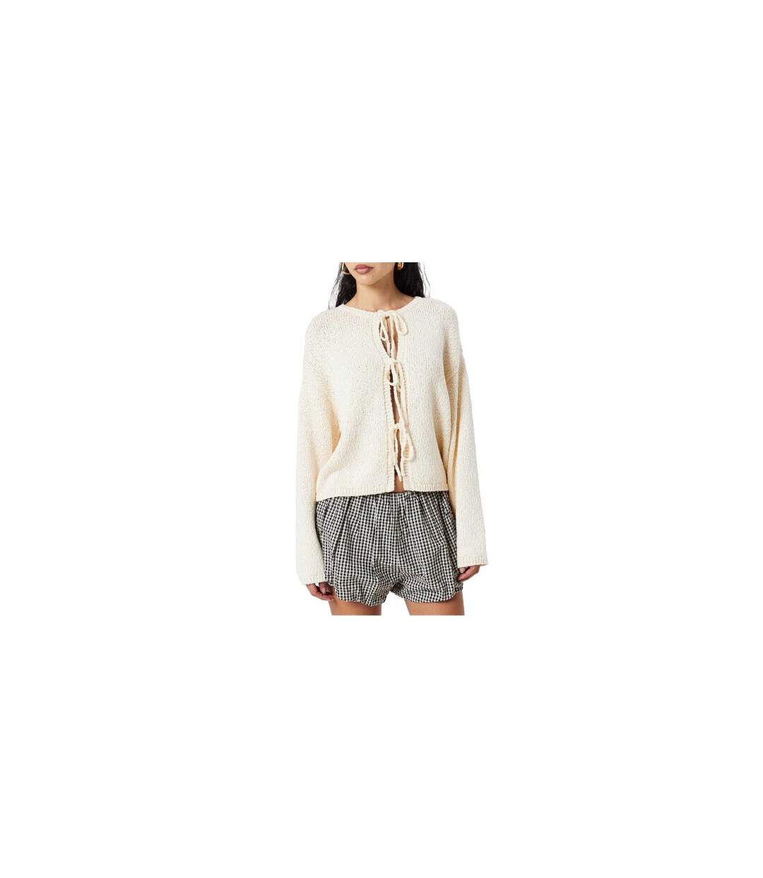 Womens/ladies Salma Tie Oversized Cardigan Gardenia Edited-1