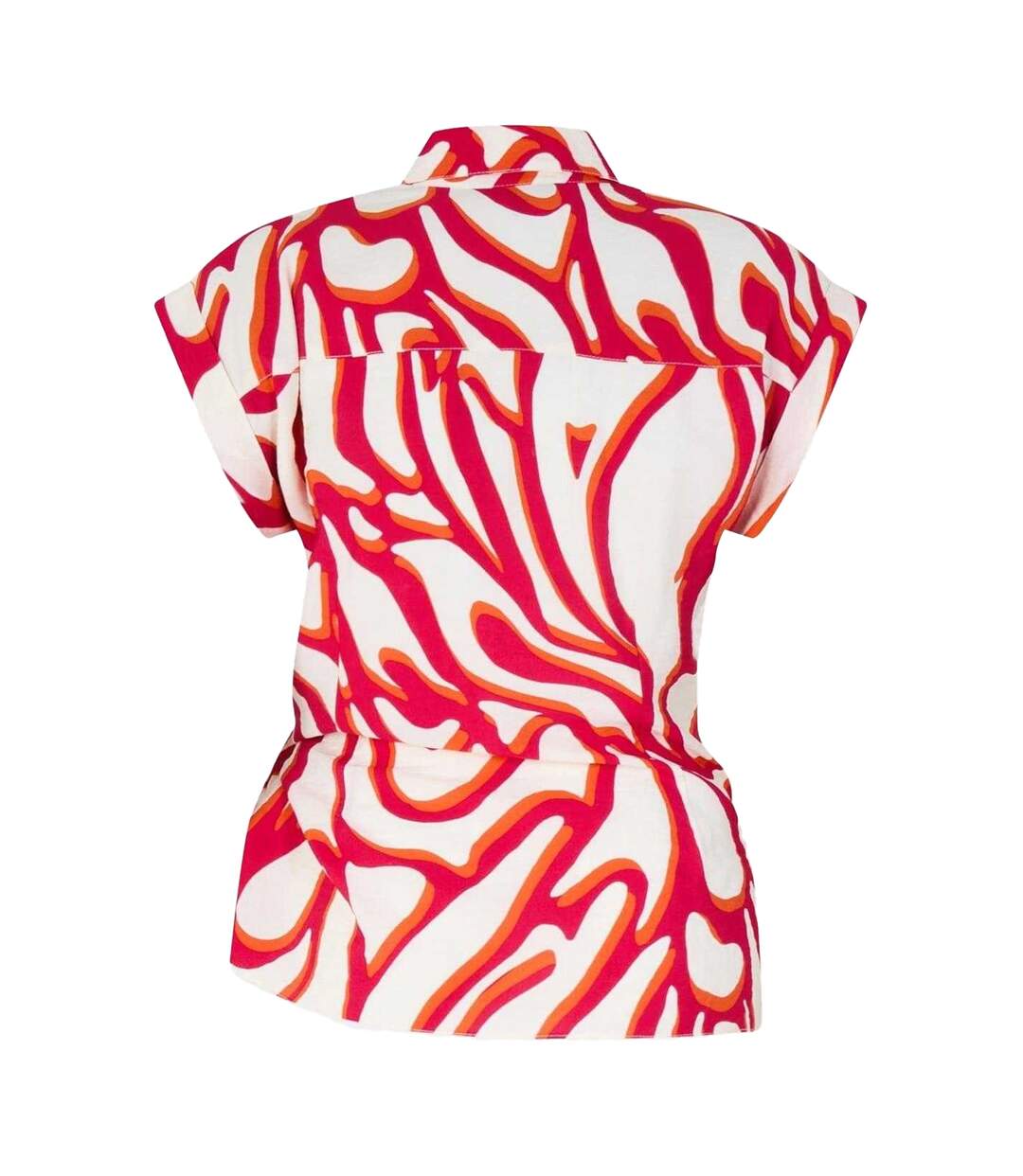 Chemise Mancherons Motif/style Tourbillon Femme Rouge Blanc Biba-3